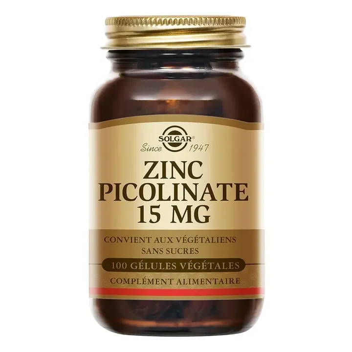 Zinc Picolinate 15mg Solgar - bo&icirc;te de 100 g&eacute;lules