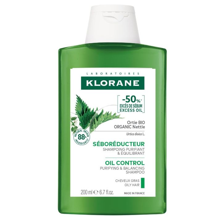 Shampoing s&eacute;bor&eacute;gulateur cheveux gras &agrave; l'Ortie bio Klorane - flacon de 200 ml