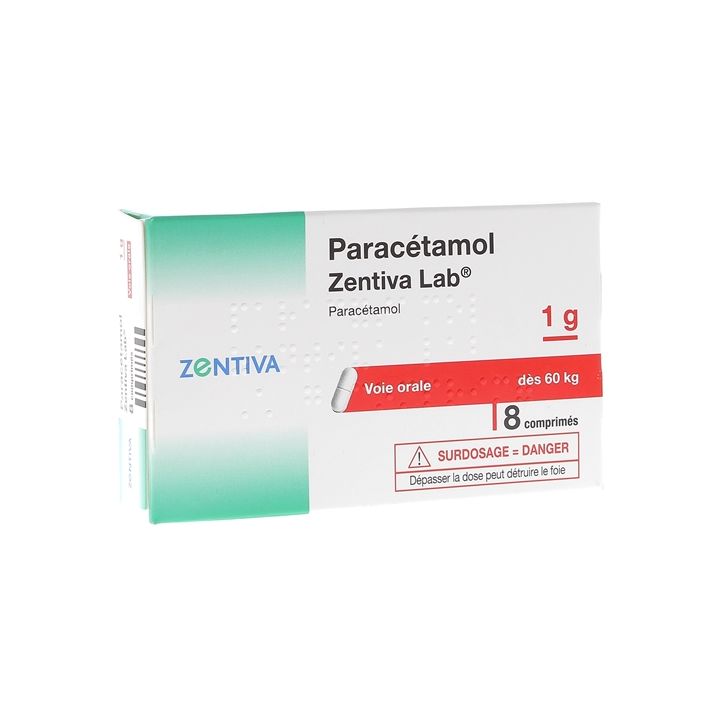 Parac&eacute;tamol 1000 mg Zentiva Lab - bo&icirc;te de 8 comprim&eacute;s
