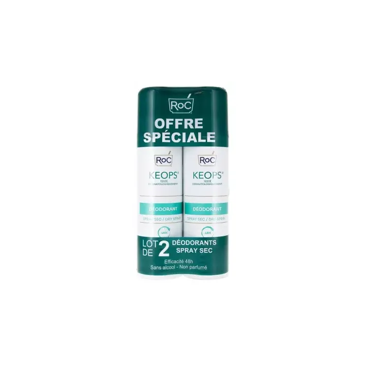 Keops d&eacute;odorant spray efficacit&eacute; 48h Roc - lot de 2 sprays de 150ml offre sp&eacute;ciale