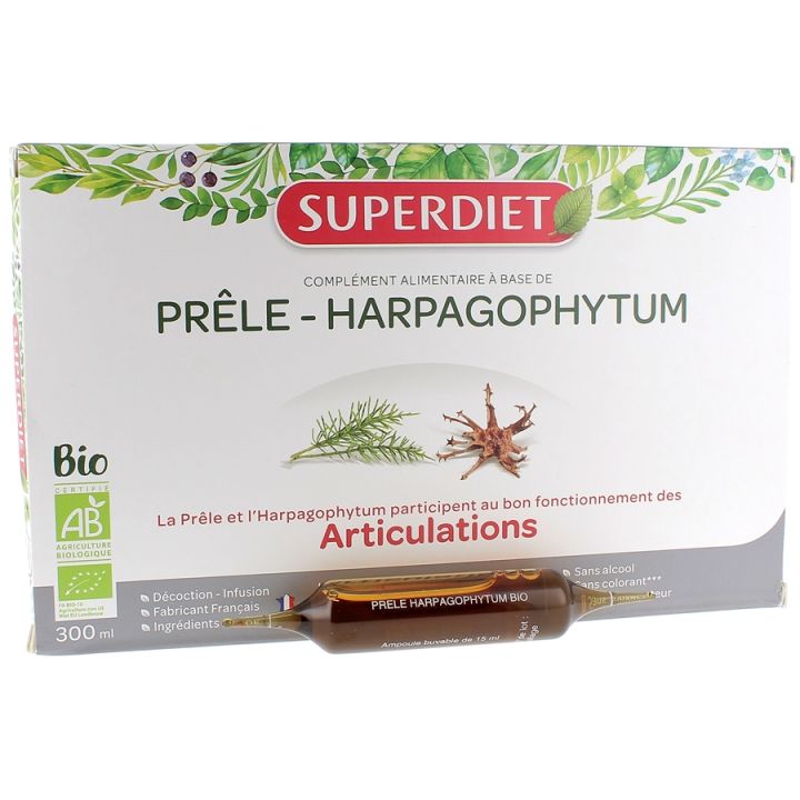 Pr&ecirc;le Harpagophytum Bio Super Diet - coffret 20 ampoules de 15 ml