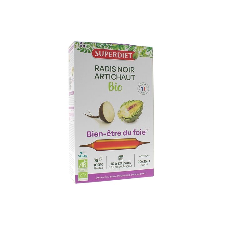 Radis noir / Artichaut Bio Super Diet - bo&icirc;te de 20 ampoules de 15 ml