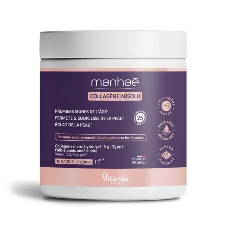 Manha&eacute; collag&egrave;ne absolu saveur chocolat Vitavea - pot de 200g