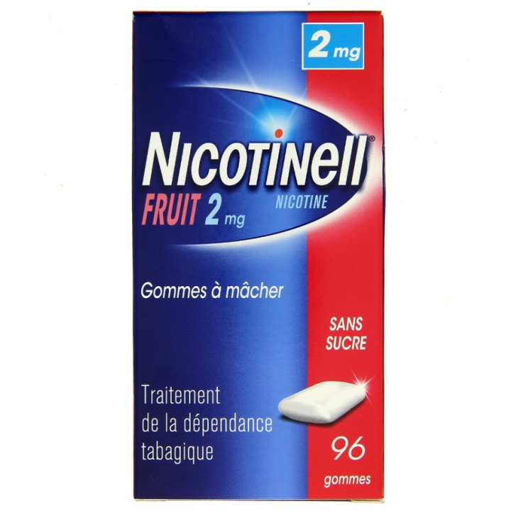 Nicotinell fruit 2mg sans sucre gomme &agrave; macher - boite de 96 gommes