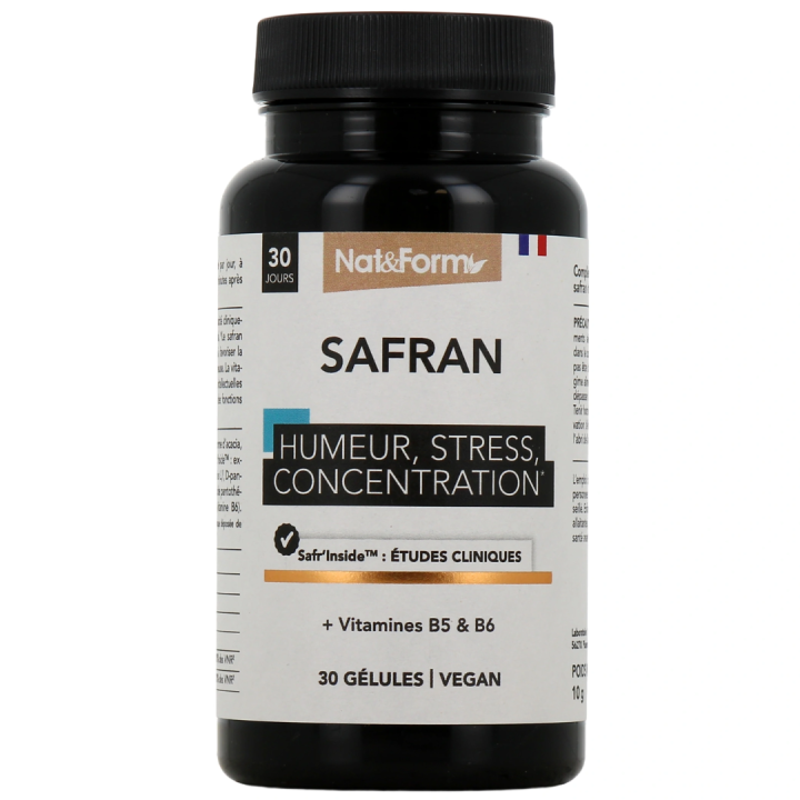 Safran humeur, stress, concentration Nat & form - pot de 30 g&eacute;lules