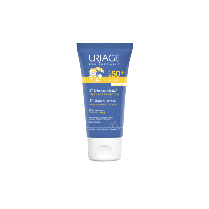 1&egrave;re cr&egrave;me min&eacute;rale SPF 50+ b&eacute;b&eacute; Uriage - tube de 50 ml