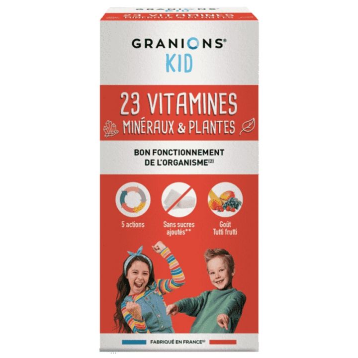 23 vitamines min&eacute;raux et plantes kids Granions - flacon de 200 ml