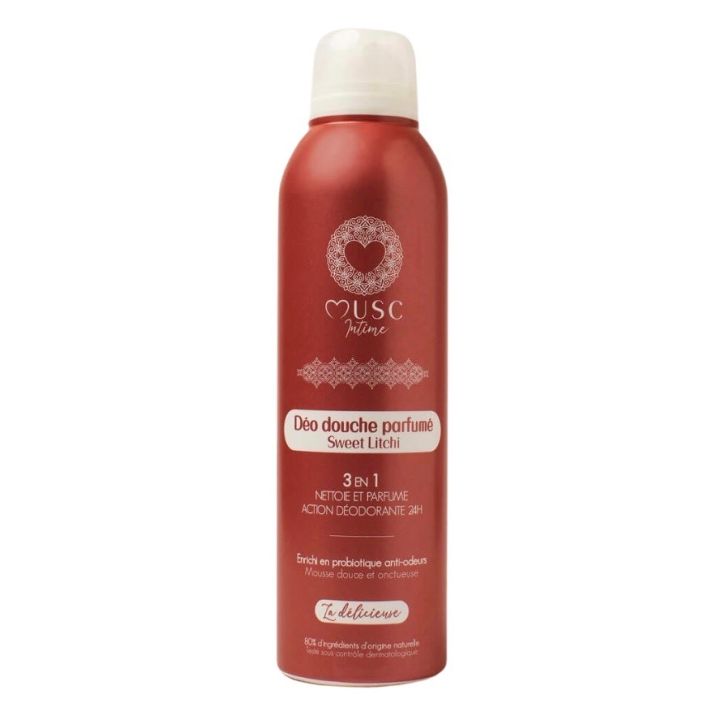 D&eacute;o douche parfum&eacute; sweet litchi Musc Intime - flacon-pompe de 200ml