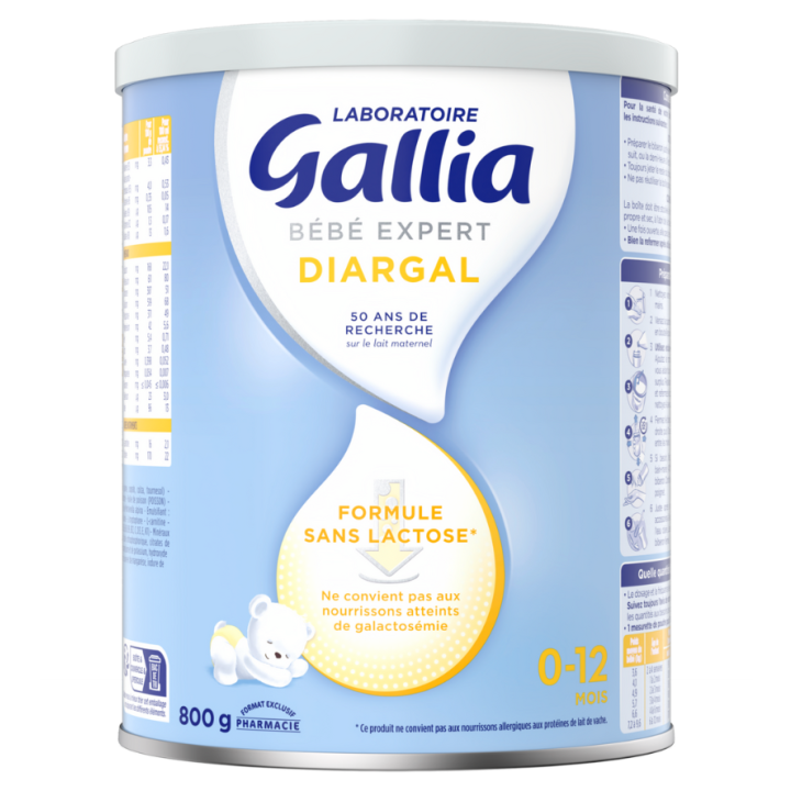 B&eacute;b&eacute; expert diargal formule sans lactose Gallia - pot de 800g