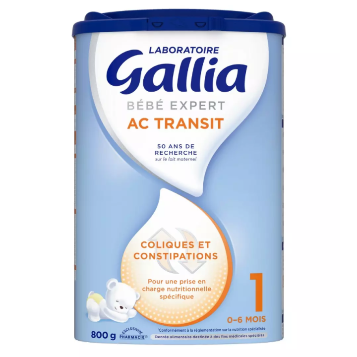 B&eacute;b&eacute; Expert AC Transit Lait en poudre 1er &acirc;ge Gallia - pot de 800g