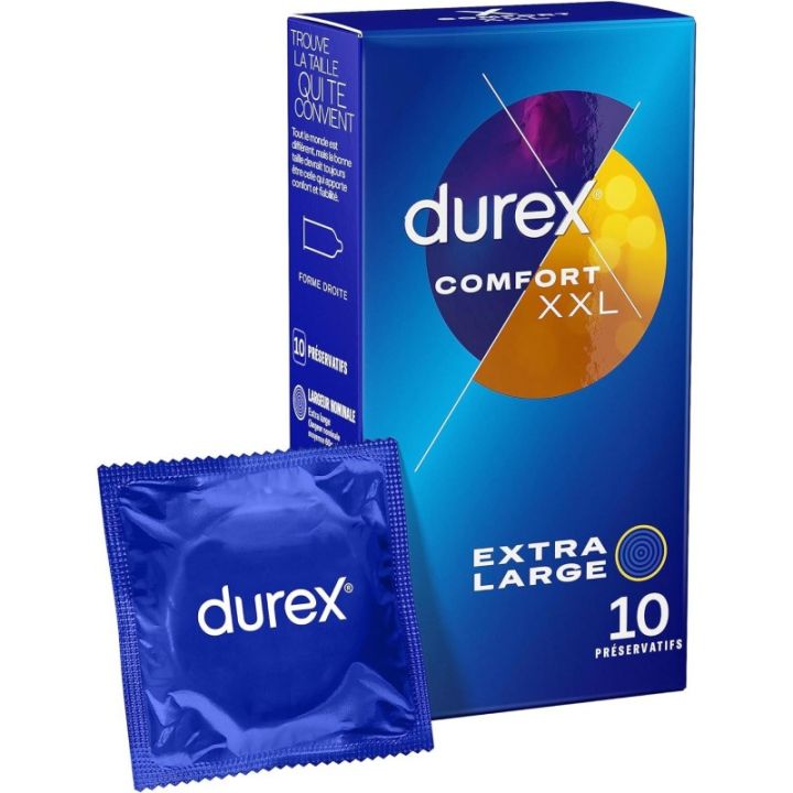 Pr&eacute;servatifs Comfort XXL Durex - bo&icirc;te de 10 pr&eacute;servatifs