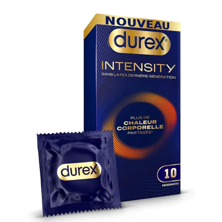 Pr&eacute;servatifs intensity extra lubrifi&eacute; Durex - boite de 10 pr&eacute;servatifs 