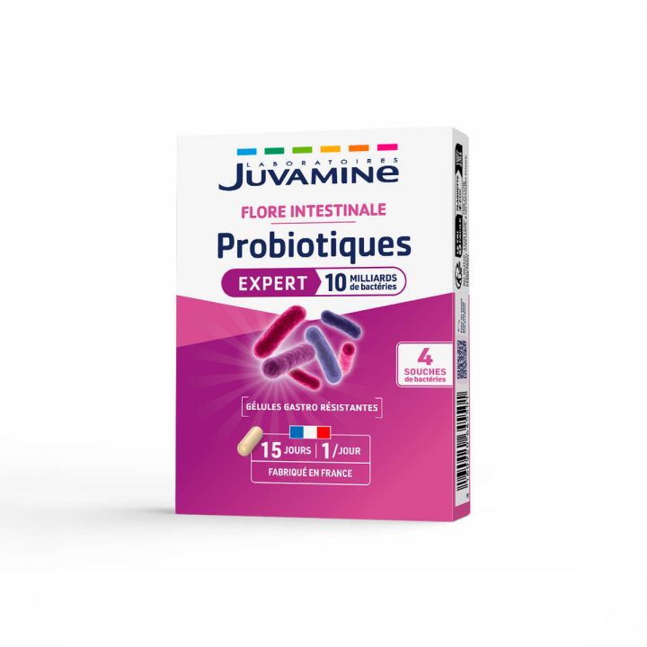 Probiotiques &eacute;quilibre flore intestinale Juvamine - bo&icirc;te de 15 g&eacute;lules