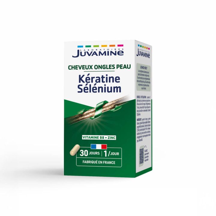 K&eacute;ratine s&eacute;l&eacute;nium Juvamine - pot de 30 g&eacute;lules 