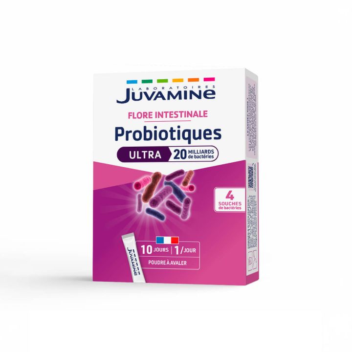 Probiotiques Ultra 20 milliards Juvamine - bo&icirc;te de 10 sticks