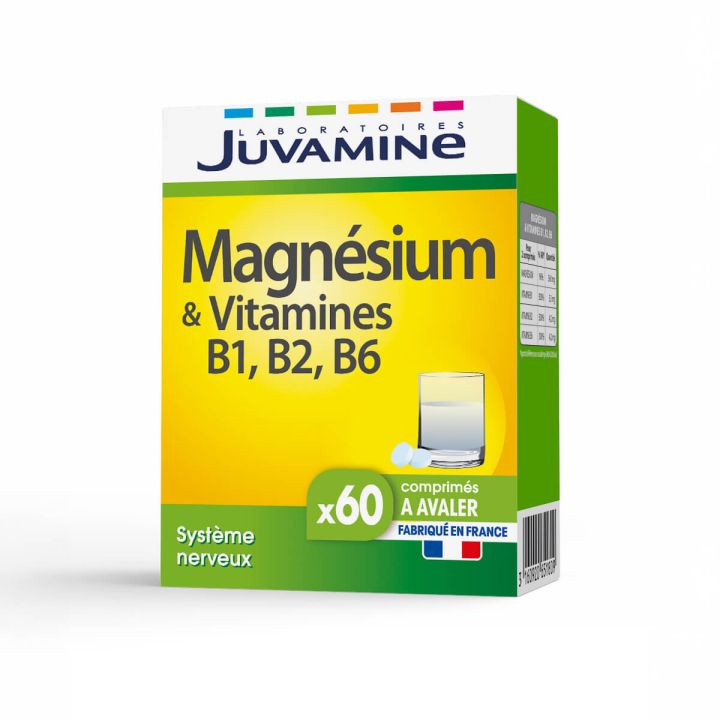 Magn&eacute;sium & Vitamines B1 B2 B6 Juvamine - bo&icirc;te de 60 comprim&eacute;s