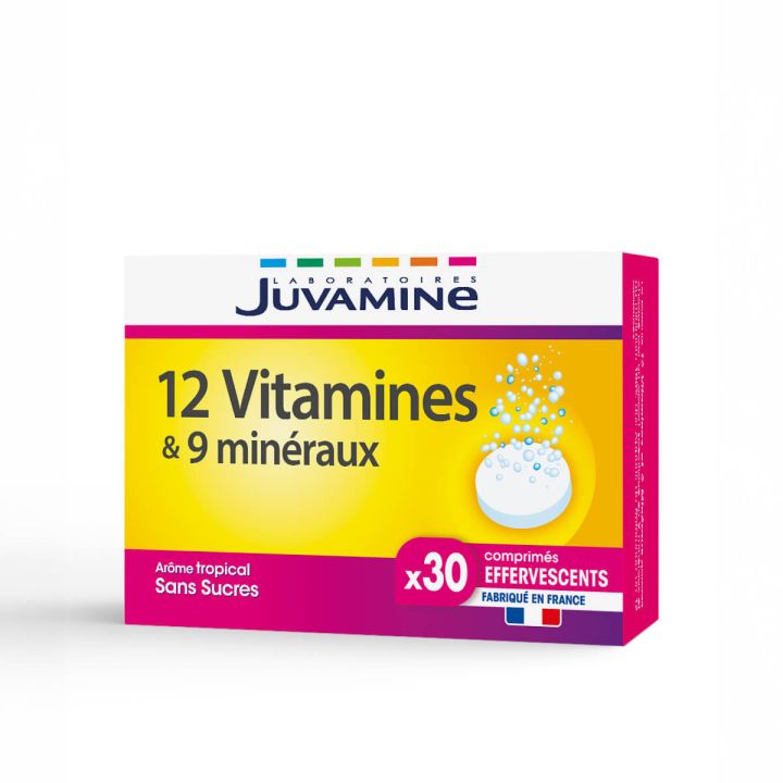12 Vitamines & 9 Min&eacute;raux Juvamine - bo&icirc;te de 30 comprim&eacute;s effervescents