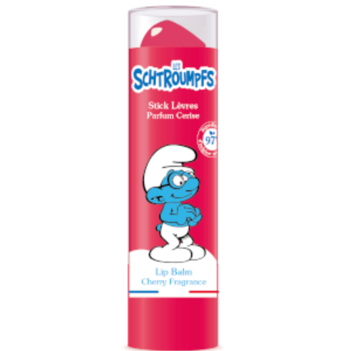 Les Schtroumpfs stick &agrave; l&egrave;vres parfum cerise Le comptoir du Bain - stick de 4g