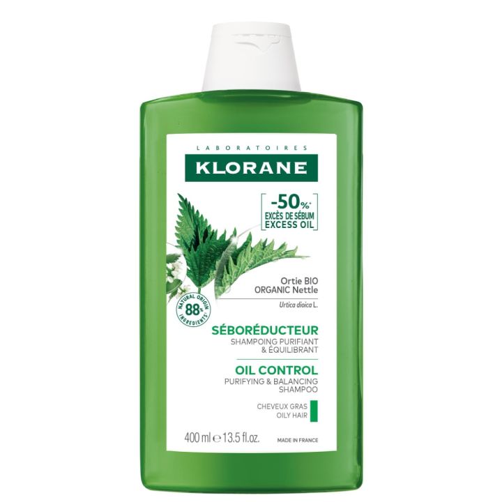Shampoing s&eacute;bor&eacute;gulateur cheveux gras &agrave; l'Ortie bio Klorane - flacon de 400 ml