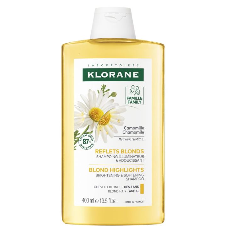 Shampooing &agrave; la camomille blondissant et illuminateur Klorane - flacon de 400 ml