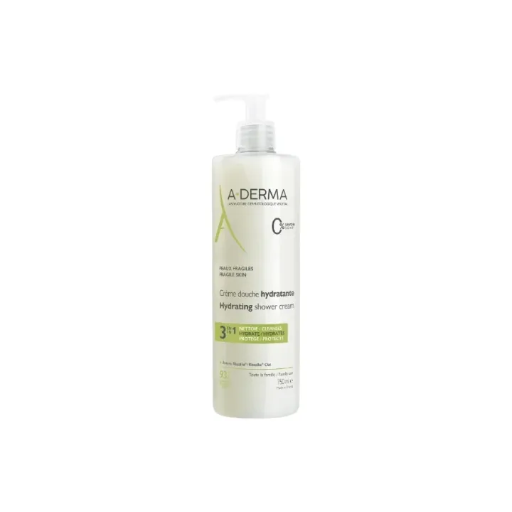 Cr&egrave;me douche hydratante 3en1 A-Derma - flacon pompe de 750ml