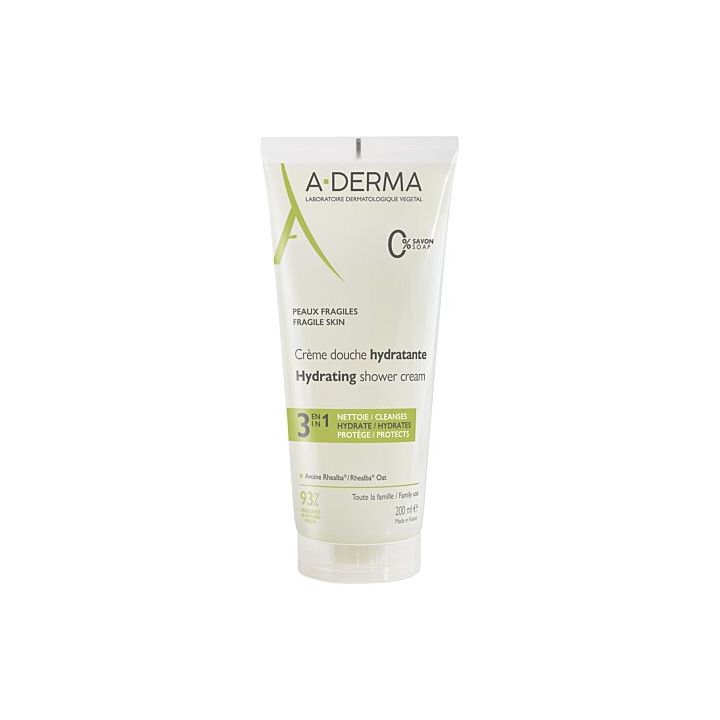 Cr&egrave;me douche hydratante 3en1 A-Derma - tube de 200ml