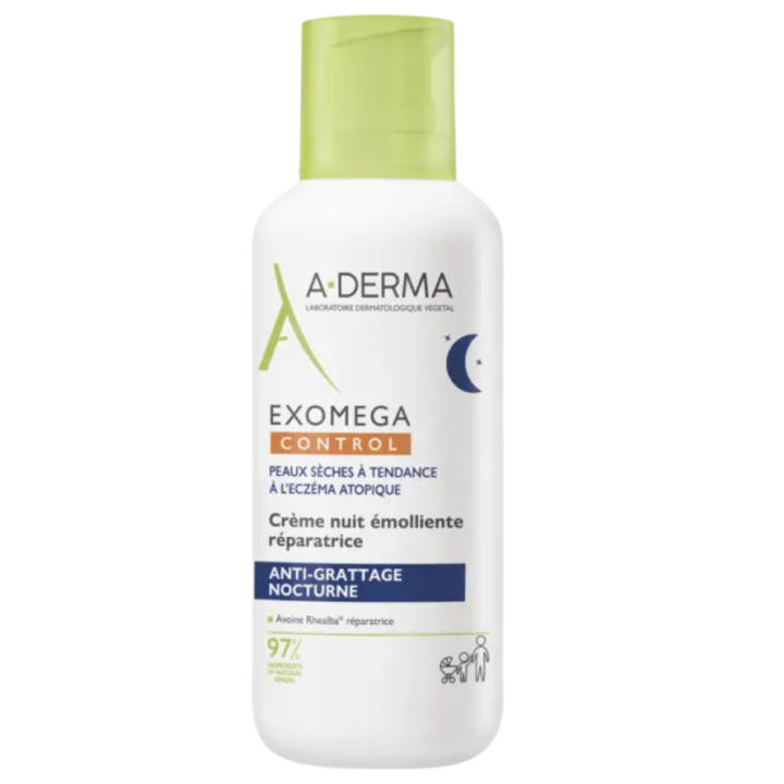 Exomega Control cr&egrave;me nuit &eacute;molliente r&eacute;paratrice A-Derma - flacon-pompe de 400ml