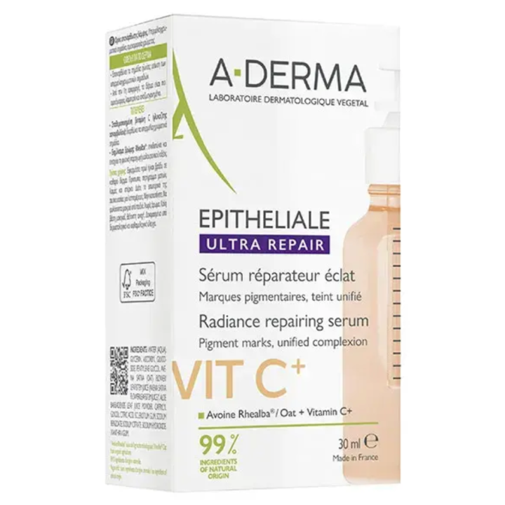 Epitheliale ultra repair s&eacute;rum r&eacute;parateur &eacute;clat vitC+ A-Derma - flacon-pipette de 30ml
