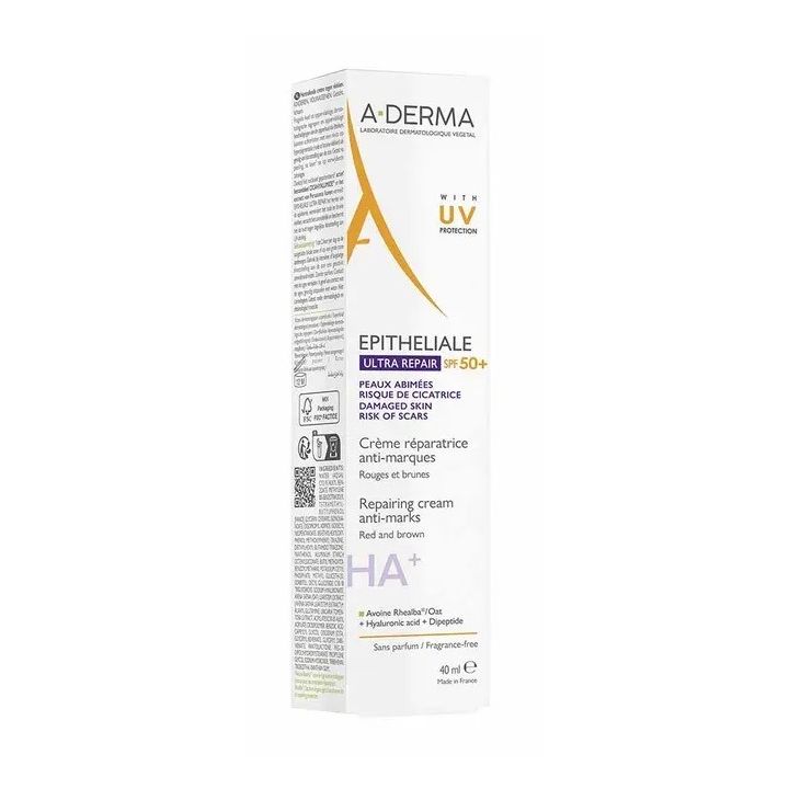 Epitheliale Ultra repair HA+ cr&egrave;me r&eacute;paratrice anti-marques SPF50+ A-Derma - tube de 40ml