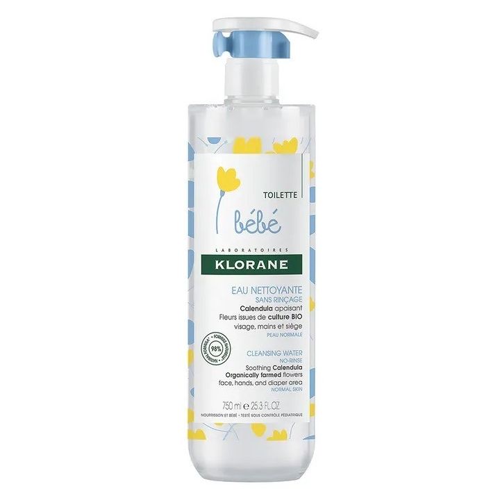 Eau nettoyante sans rin&ccedil;age Klorane B&eacute;b&eacute; - Flacon de 750ml