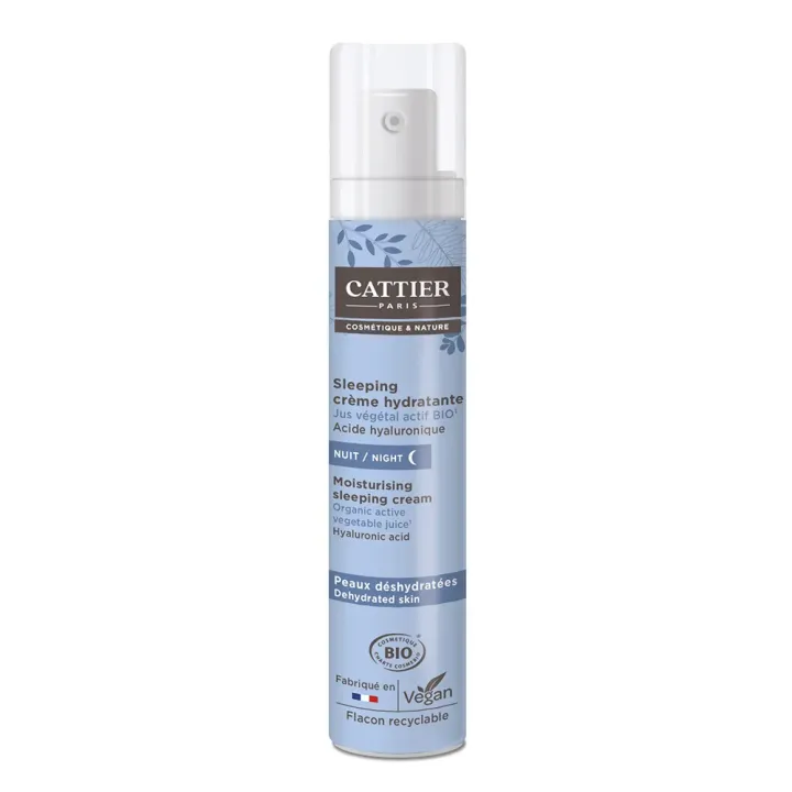 Sleeping cr&egrave;me hydratante peaux d&eacute;shydrat&eacute;es bio Cattier - flacon pompe de 50ml