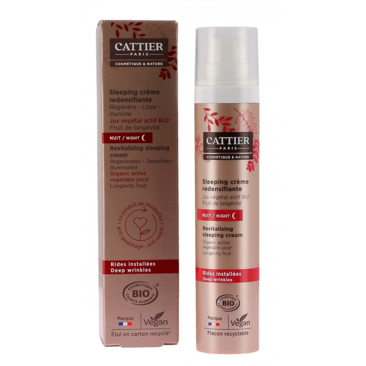 Sleeping cr&egrave;me redensifiante Cattier - flacon-pompe de 50ml