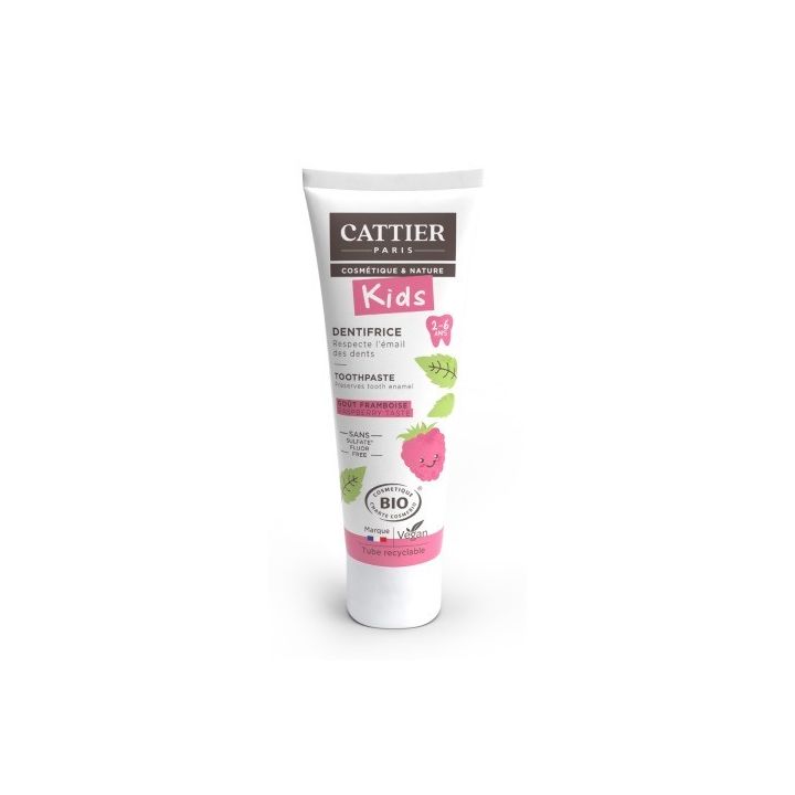 Dentifrice bio 2-6 ans go&ucirc;t framboise Cattier - tube 50ml