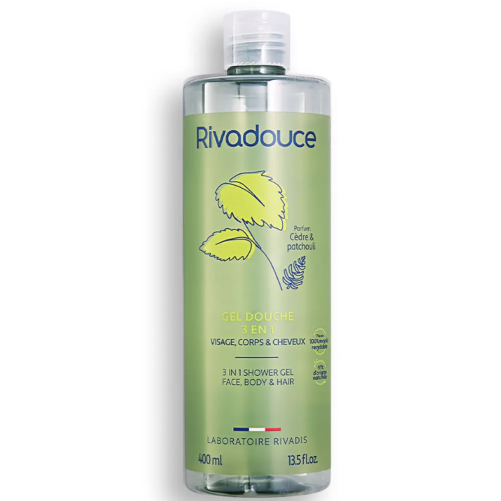 Gel douche 3en1 parfum c&egrave;dre et patchouli Rivadouce - flacon de 400ml