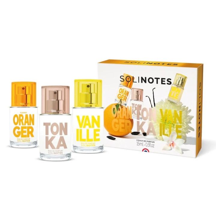 Coffret d&eacute;couverte Fleur d'oranger Tonka Vanille Solinotes - coffret de 3 produits de 15ml