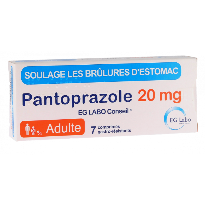 Pantoprazole 20mg EG Labo Conseil - bo&icirc;te de 7 comprim&eacute;s gastro-r&eacute;sistants