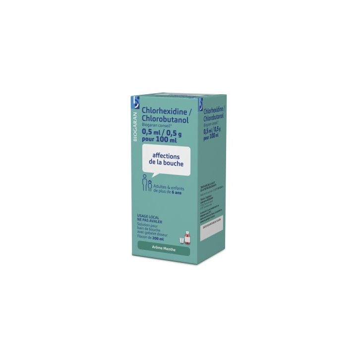 Chlorhexidine Chlorobutanol Biogaran bain de bouche - flacon de 200 ml