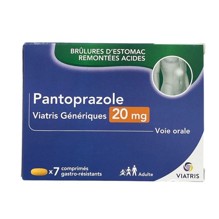 Pantoprazole 20mg Viatris G&eacute;n&eacute;riques - boite de 7 comprim&eacute;s