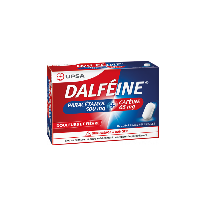Dalf&eacute;ine parac&eacute;tamol 500mg/caf&eacute;ine 65mg - bo&icirc;te de 16 comprim&eacute;s pellicul&eacute;s