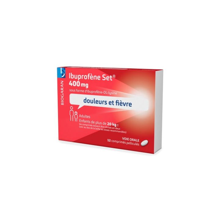 Ibuprof&egrave;ne Set 400 mg Biogaran Conseil - bo&icirc;te de 12 comprim&eacute;s pellicul&eacute;s