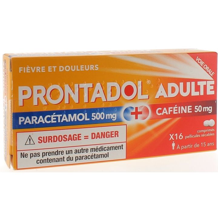 Prontadol adulte 500 mg/50mg - bo&icirc;te de 16 comprim&eacute;s pellicul&eacute; s&eacute;cable