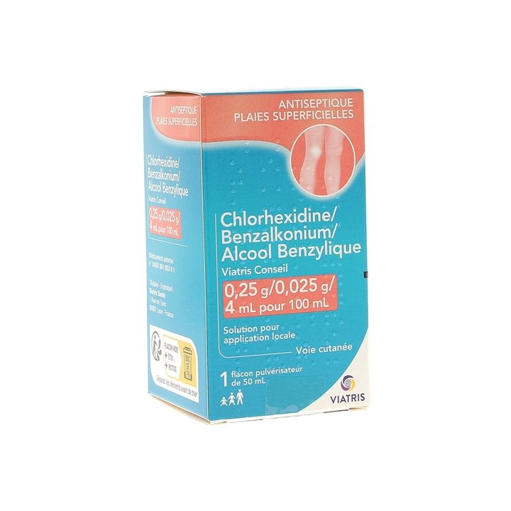 Chlorexidine/Benzalkonium/Alcool Benzylique Viatris - bo&icirc;te de 100 ml