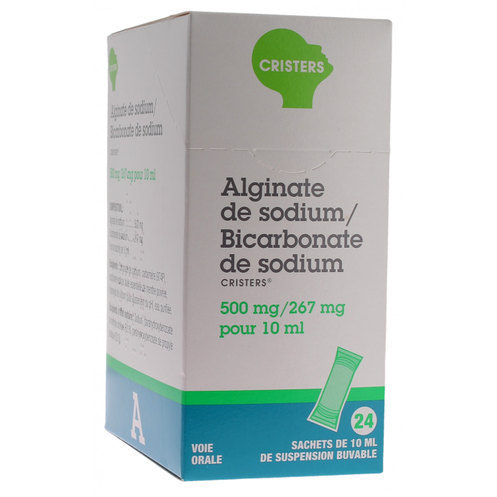 Alginate de sodium/Bicarbonate de sodium 500mg/267mg pour 10ml - bo&icirc;te de 24 sachets de suspension buvable