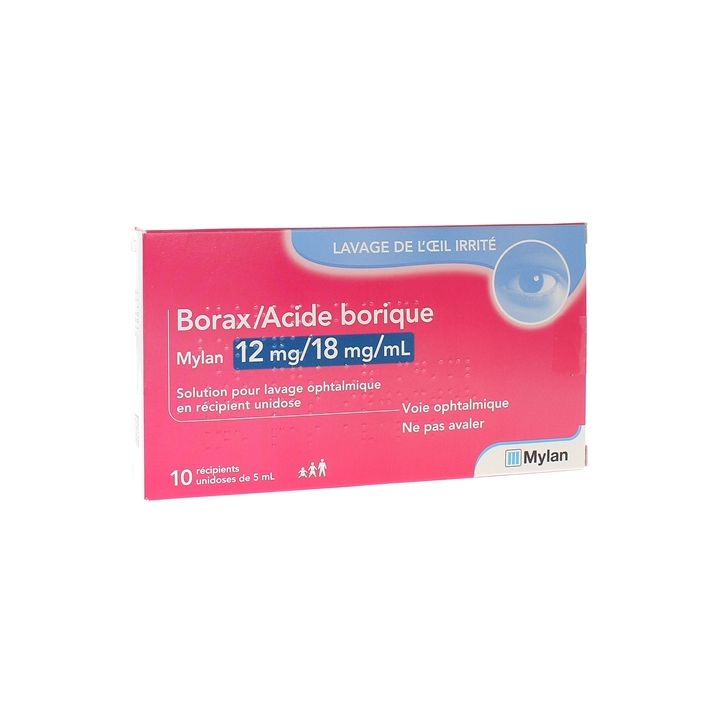 Borax/Acide borique Viatris solution pour lavage ophtalmique - bo&icirc;te de 10 unidoses de 5ml