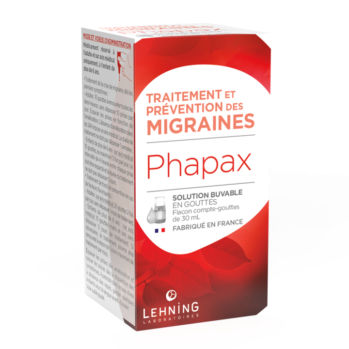 Phapax traitement et pr&eacute;vention des migraines Lehning - flacon de 30ml