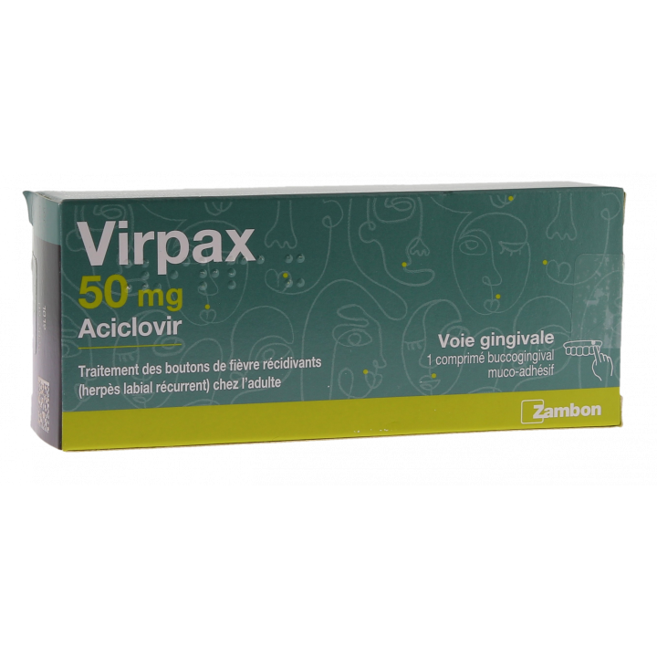 Virpax 50mg aciclovir - bo&icirc;te de 1 comprim&eacute; buccogingival