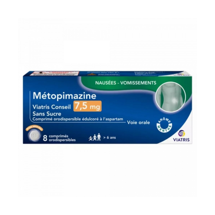 M&eacute;topimazine 7,5mg Viatris - bo&icirc;te de 8 comprim&eacute;s orodispersibles