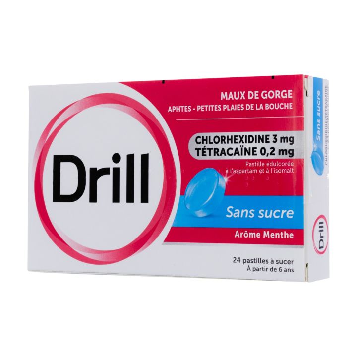Drill sans sucre pastille &agrave; sucer - bo&icirc;te de 24 pastilles