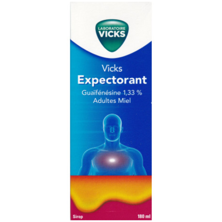 Vicks expectorant gua&iuml;f&eacute;n&eacute;sine 1,33% adultes miel - flacon de 180ml