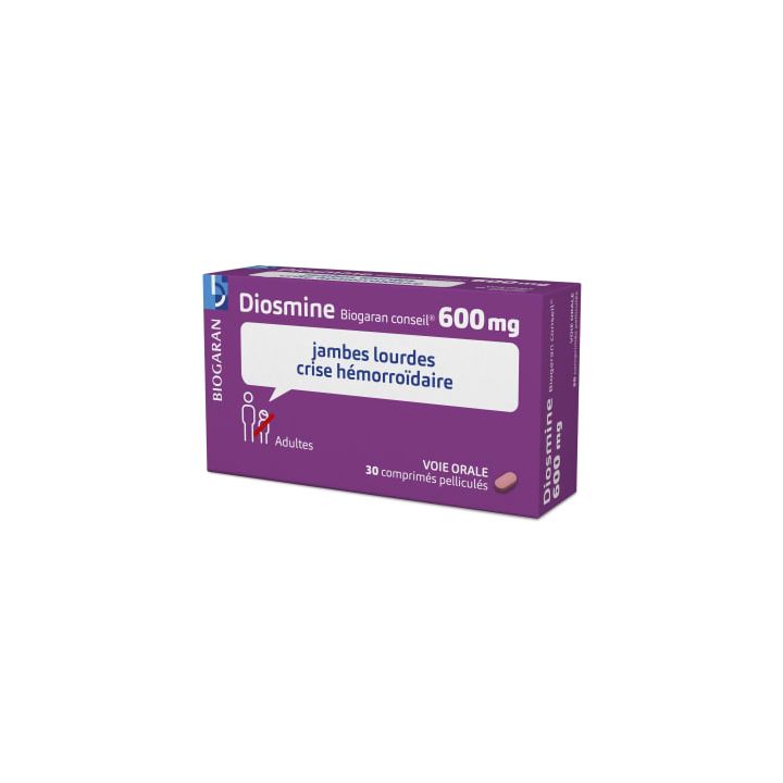 Diosmine Biogaran 600mg - bo&icirc;te de 30 comprim&eacute;s pellicul&eacute;s